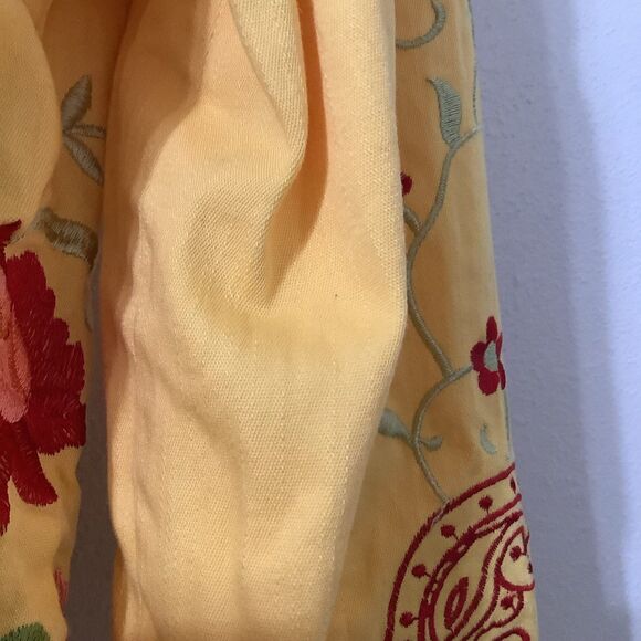 Coldwater Creek Artsy Cottagcore Yellow Embroidered Boho Button Up Jacket Small - Picture 9 of 11
